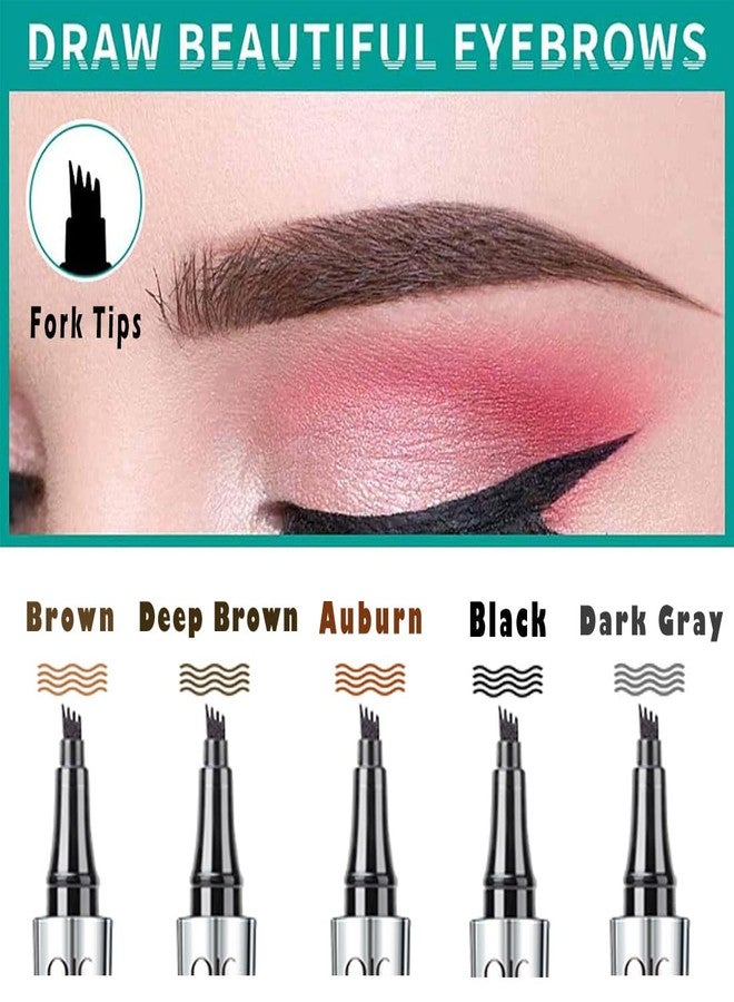 Linble 5 Colors Hair-like Strokes Eyebrow Pen, Mimics Natural Eyebrow Liquid Microfilling, Eye Brow Makeup by “Linble” (#1 Brown) - Image 2
